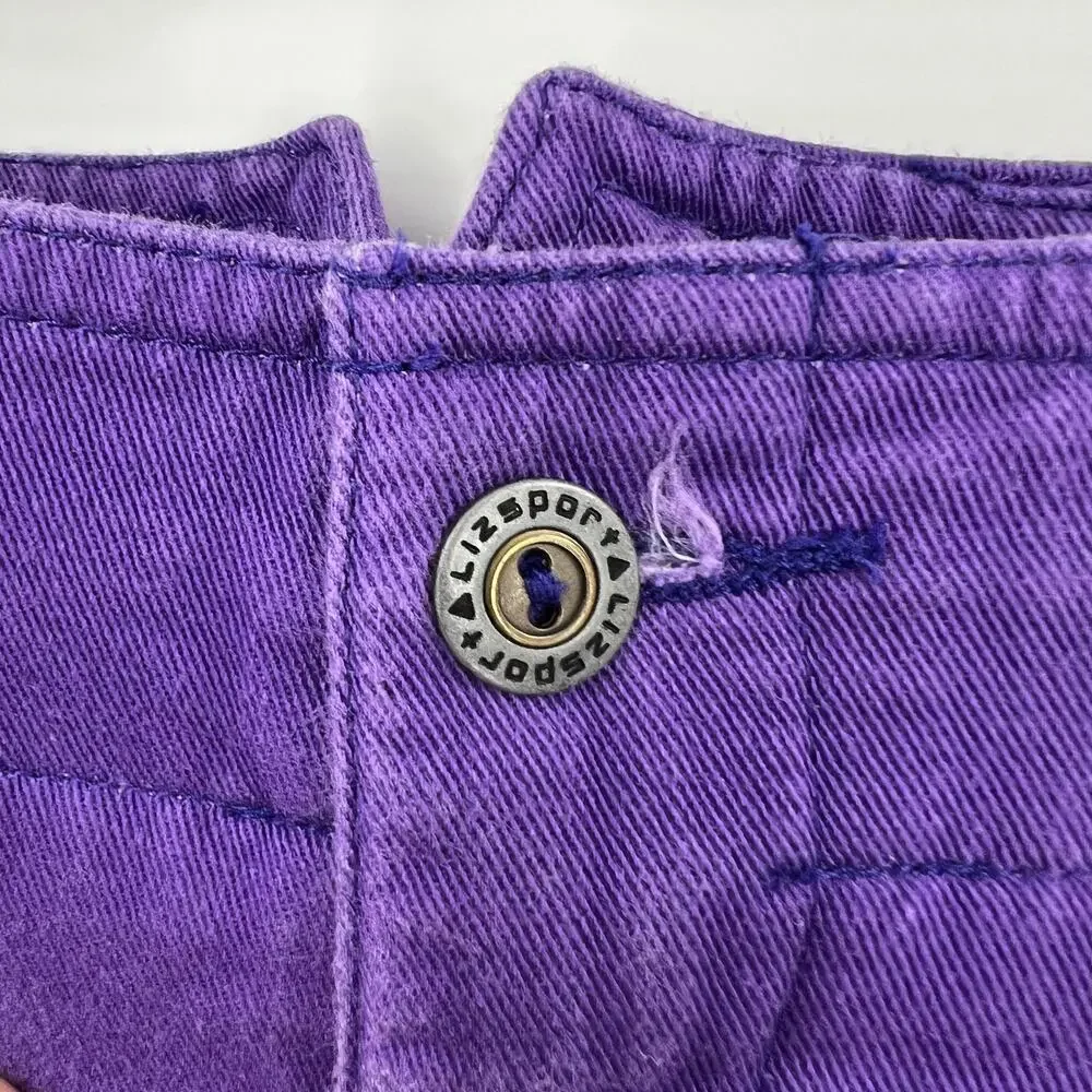 LizSport‎ Vintage Purple Denim High Waisted Shorts Pleated 90's Women's Size 12